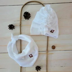 Welurowa Czapka turban + chustka rozmiar 0-6miesięcy 6-12miesięcy 1-3lat biała