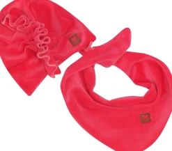 Welurowa Czapka turban + chustka rozmiar 0-6miesięcy 6-12miesięcy 1-3lat amarantowa