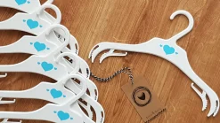 Wieszaki małe 28cm dziecięce niemowlęce 8sztuk biało-niebieskie