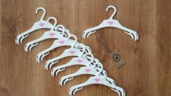 Wieszaki małe 28cm dziecięce niemowlęce 8sztuk biało-różowe