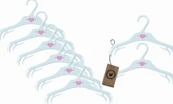 Wieszaki małe 28cm dziecięce niemowlęce 8sztuk biało-różowe