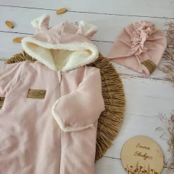 Zestaw Kombinezon NIEMOWLĘCY+czapka turban ocieplany 56-74