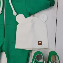 Zestaw kombinezon z kapturem pajac + czapka + buty 56-86 zielony