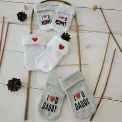 Zestaw 3 par skarpet rozmiar 0-4 miesięcy rozmiar 17-19 I love